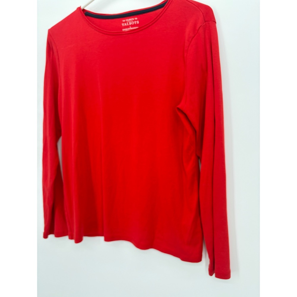 Talbots Red Pima Cotton Long Sleeve Tee Womens Large Crewneck Layering Top